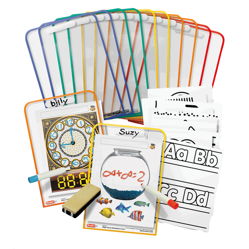 Roylco Wipe Clean Worksheet Covers Assorted Colours 10/pkg