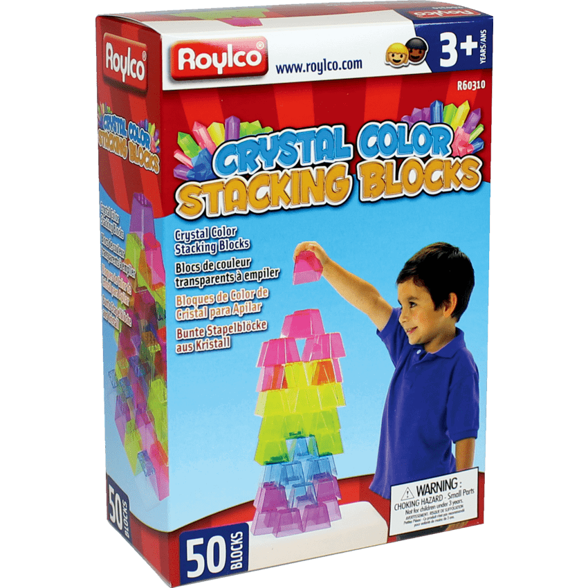 Roylco Crystal Colour Stacking Blocks Assorted Colours 50/pkg