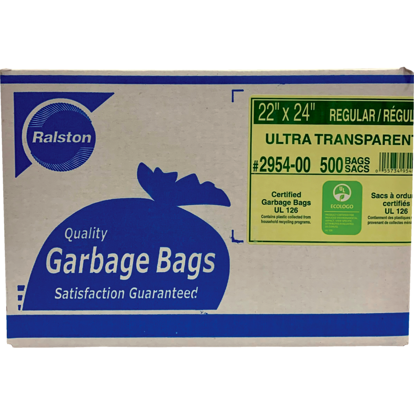 Ralston 2900 Series EcoLogo™ Industrial Garbage Bags Regular 22' x 24" Clear 500/ctn