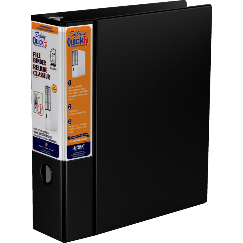 Davis Group Deluxe QuickFit® Heavy Duty D-Ring File Binder 3" Black