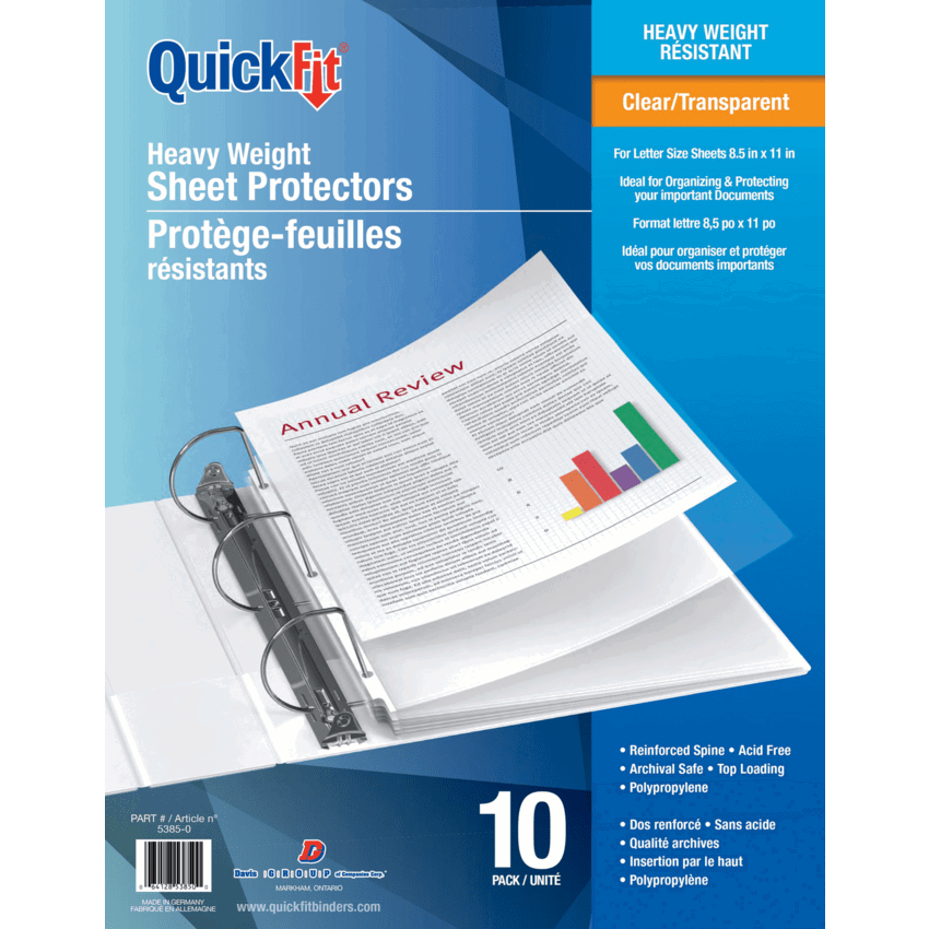 Davis Group QuickFit® Clear Sheet Protectors 3 mil Letter Size 10/box