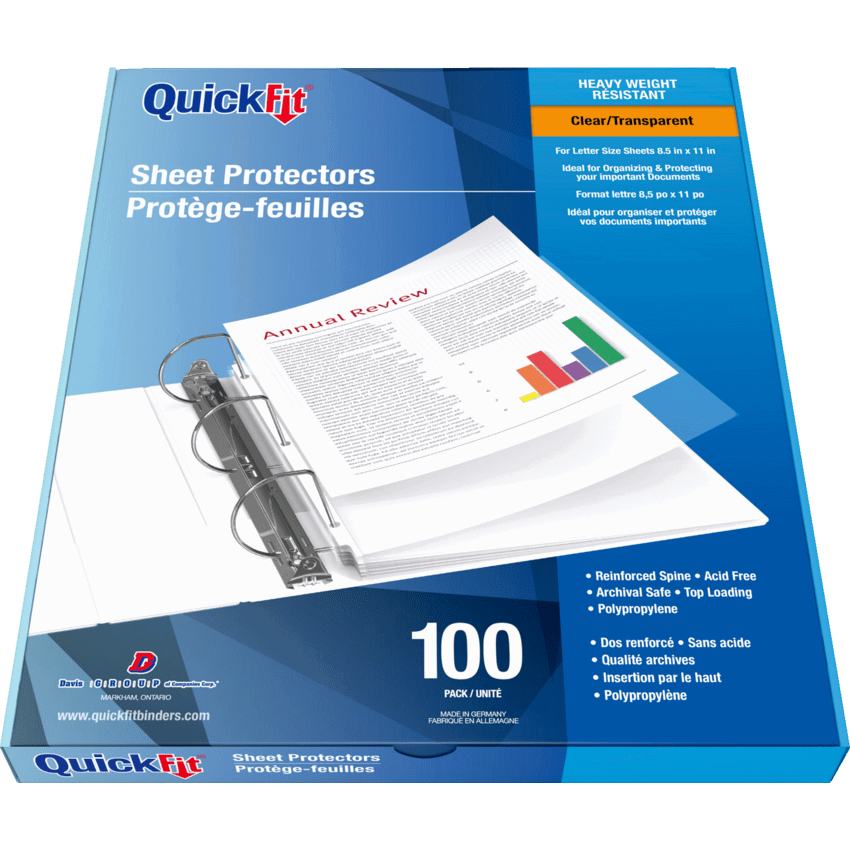 Davis Group QuickFit® Clear Sheet Protectors 3 mil Letter Size 100/box