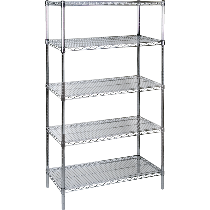 Kleton® Heavy Duty Chromate Wire Shelving 5 Shelves 36"W x 24"D x 74"H