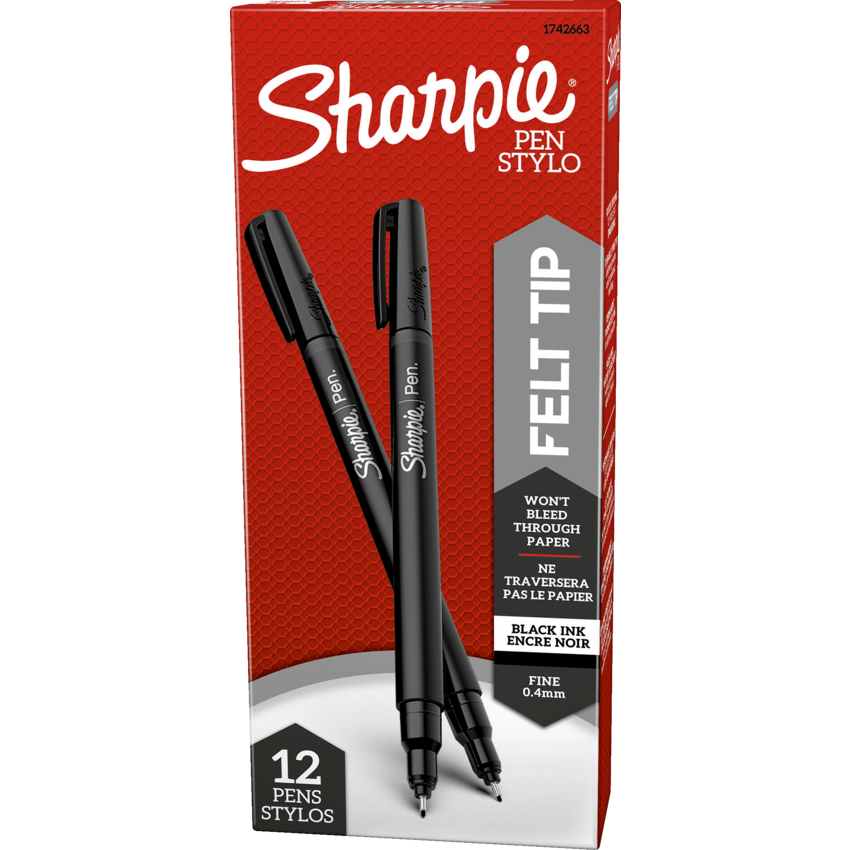 Sharpie® Pen Fine Tip Black 12/box