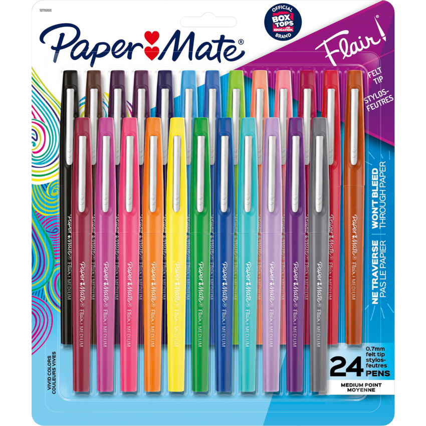 Paper Mate® Flair® Markers Fine Tip Assorted Colours 24/pkg