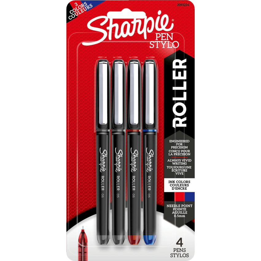 Sharpie® Roller Pens 0.5 mm Assorted Colours 4/pkg