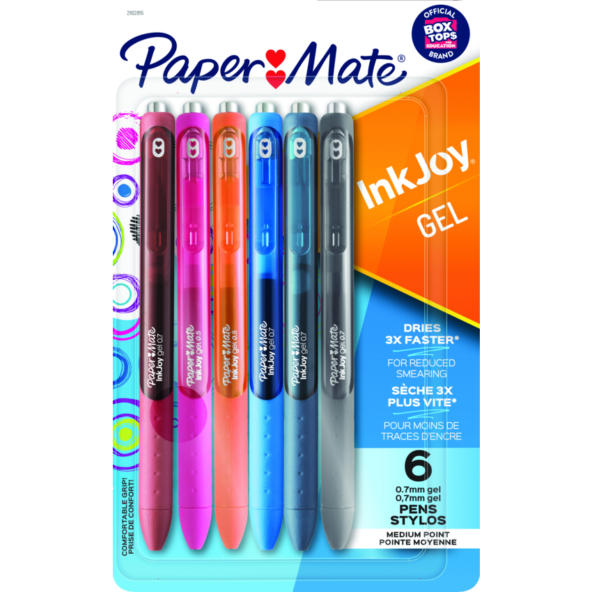 Paper Mate® Inkjoy® Retractable Gel Pens 0.7 mm Assorted Power Colours 6/pkg