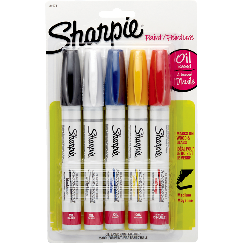 Sharpie® Paint Markers Medium Tip Assorted Colours 5/pkg