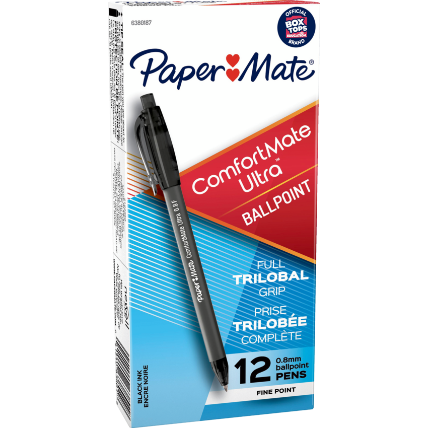 Paper Mate® ComfortMate Ultra™ Retractable Ball Point Pens Fine Point Black 12/box
