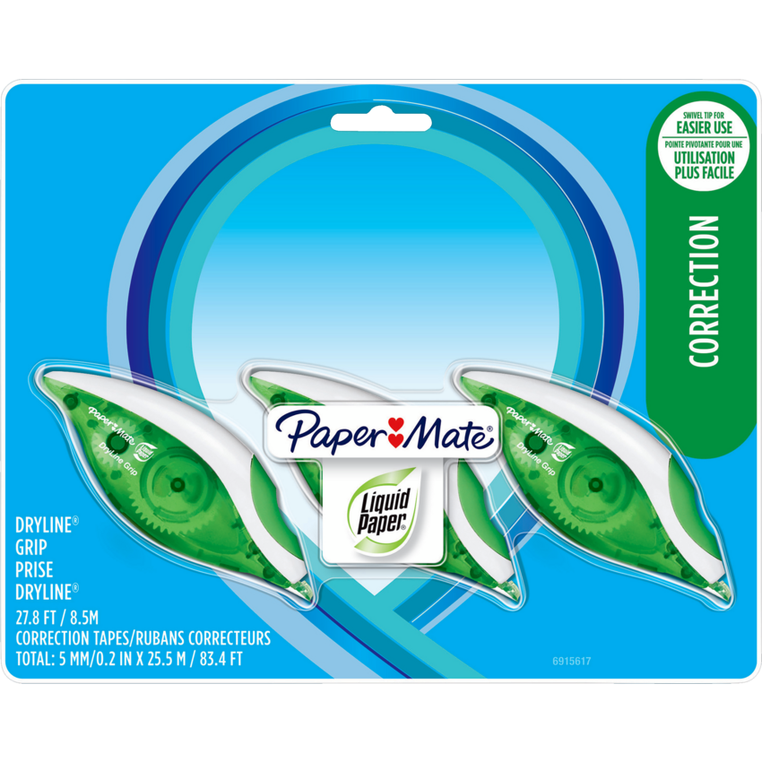 Paper Mate® Liquid Paper® Dryline® Grip Correction Tape 3/pkg
