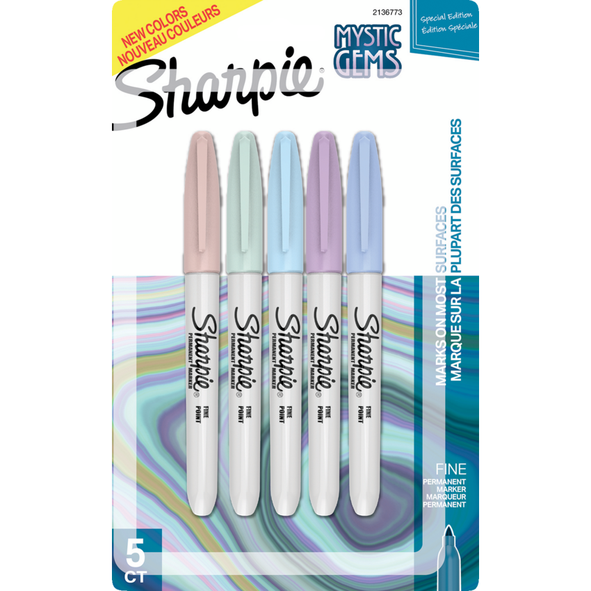 Sharpie® Mystic Gems Permanent Markers Fine tip Assorted Colours 5/pkg