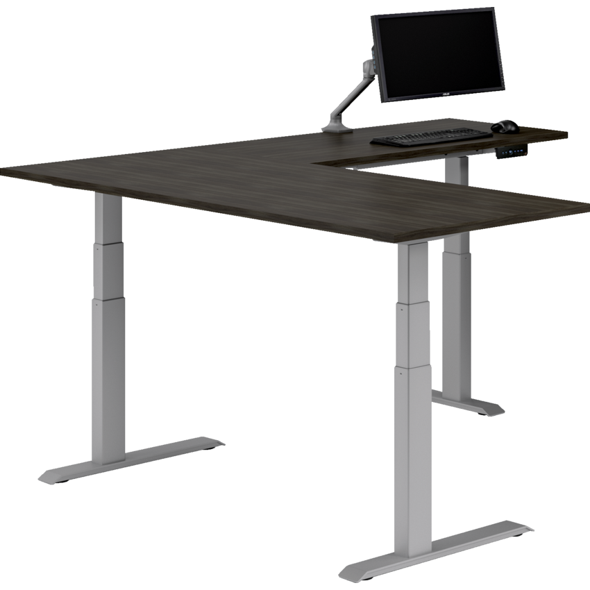HDL® Calypso Series Electric Height Adjustable Tables 71”W x 65"D x 24-2/5"H Grey Dusk finish