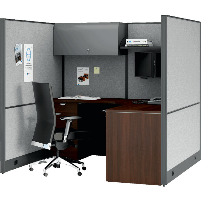Heartwood FrameWorks Wall Panel System Productivity Workstation 70-13/16"W x 70-13/16"D x 66"H Charcoal/Grey