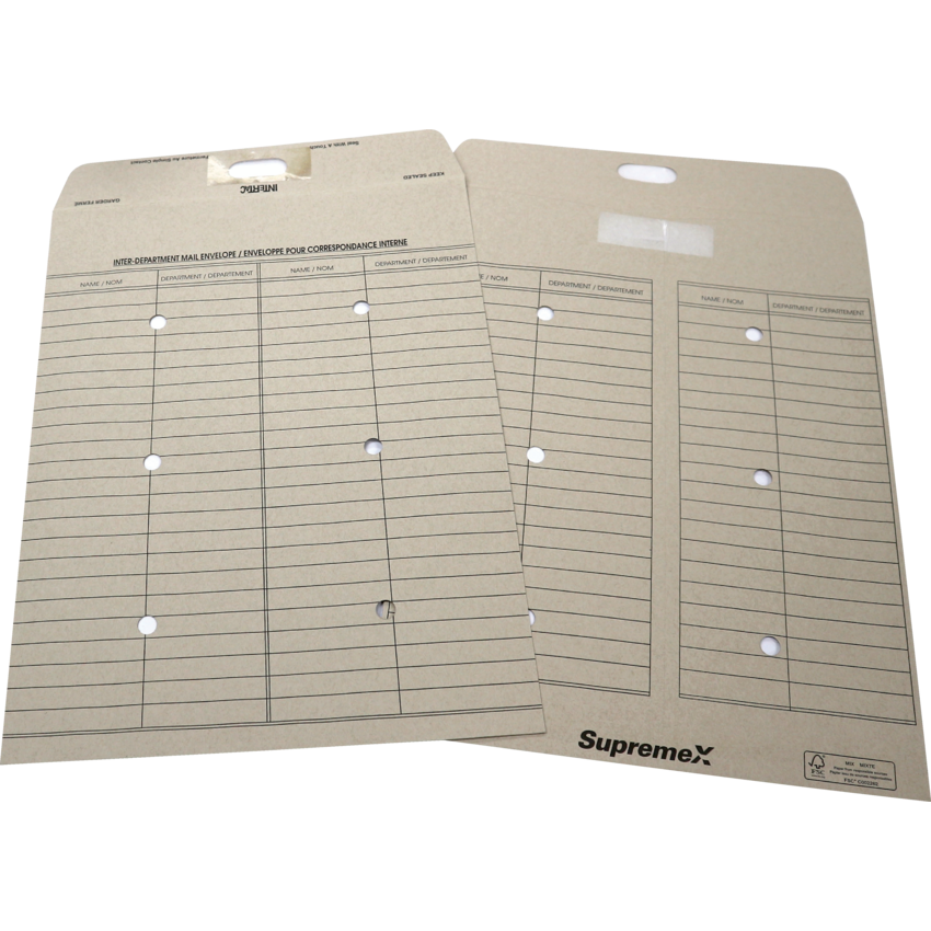 Supremex Interdepartment Poly Envelopes Press to Seal 10" x 13" Bilingual Natural Kraft 100/pkg