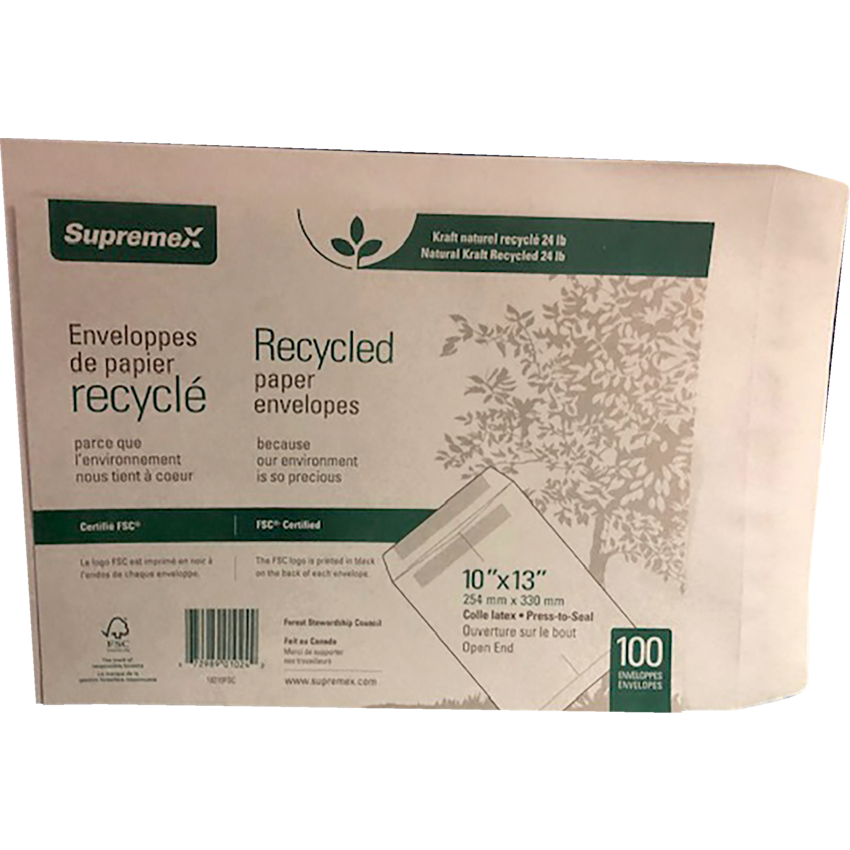 Supremex Recycled Catalogue Envelopes 10" x 13" Natural Kraft 100/pkg