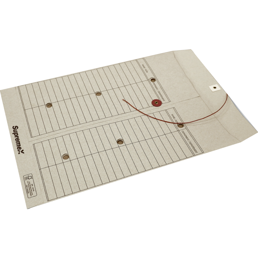 Supremex Interdepartment Poly Envelopes Button and String 10" x 13" Bilingual Natural Kraft 100/box