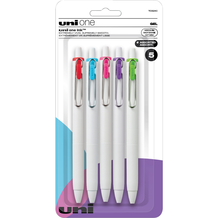 uni-ball® ONE Retractable Gel Pens 0.7 mm Assorted Fashion Colours 5/pkg