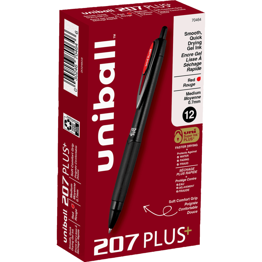 uni-ball® 207™ Plus Retractable Gel Pens 0.7 mm Red