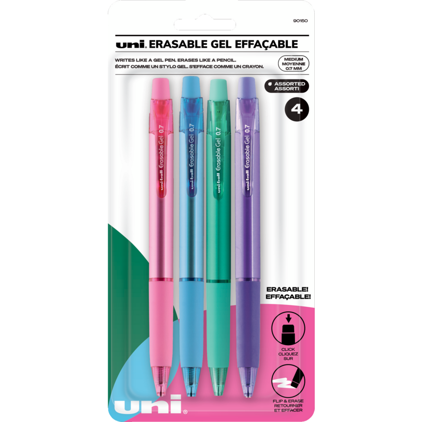 uni-ball® Erasable Gel Retractable Pens 0.7 mm Assorted Fashion Colours 4/pkg