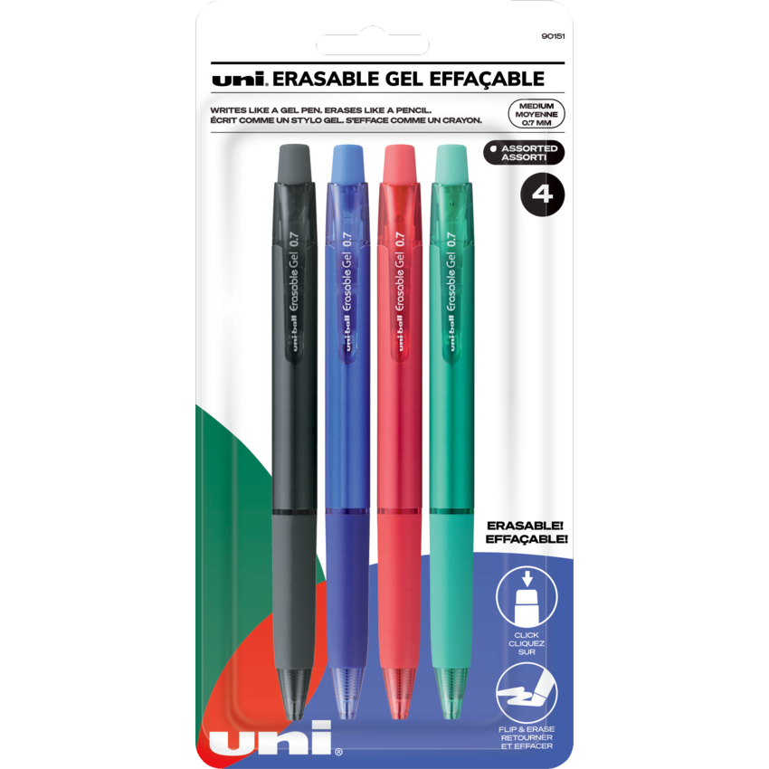 uni-ball® Erasable Gel Retractable Pens 0.7 mm Assorted Business Colours 4/pkg