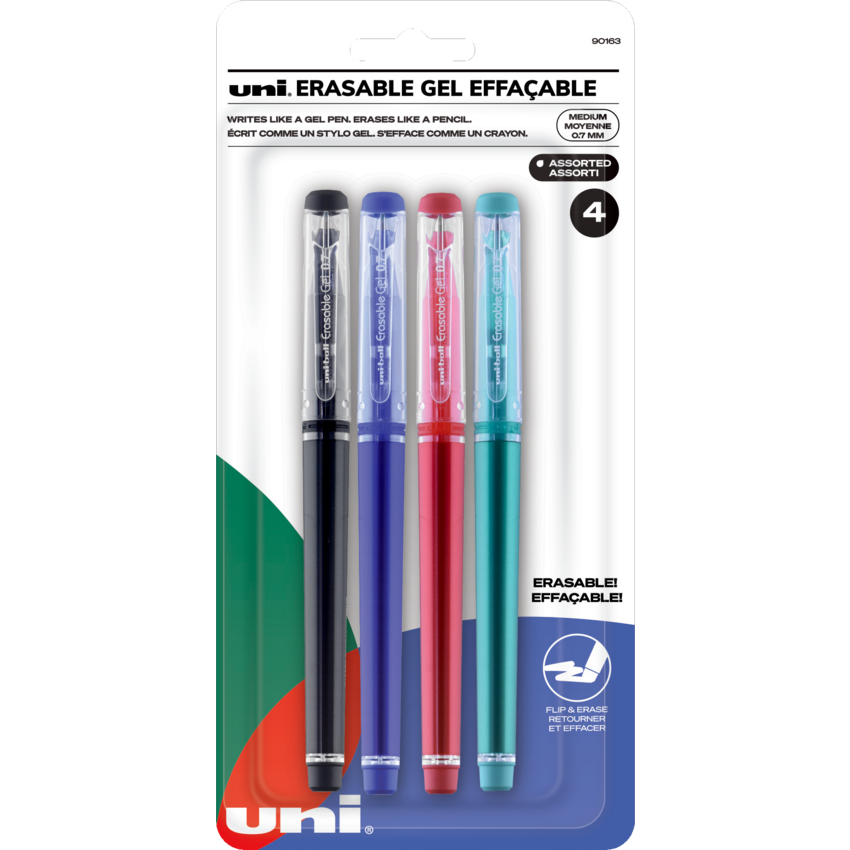 uni-ball® Erasable Gel Stick Pens 0.7 mm Assorted Business Colours 4/pkg