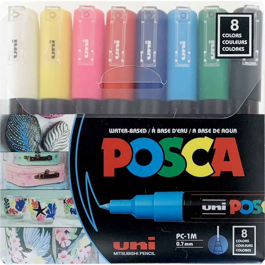 uni-ball® POSCA® Water-Based Paint Markers Extra Fine Tip 8/pkg Assorted Colours