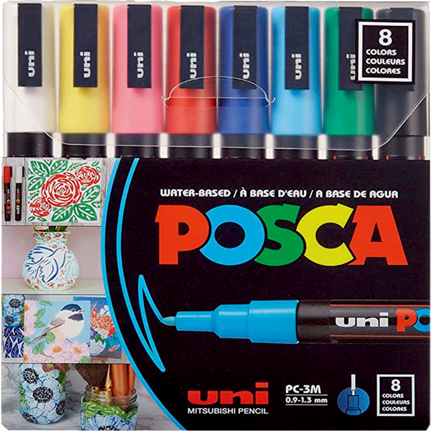 uni-ball® POSCA® Water-Based Paint Markers Fine Tip 8/pkg Assorted Colours