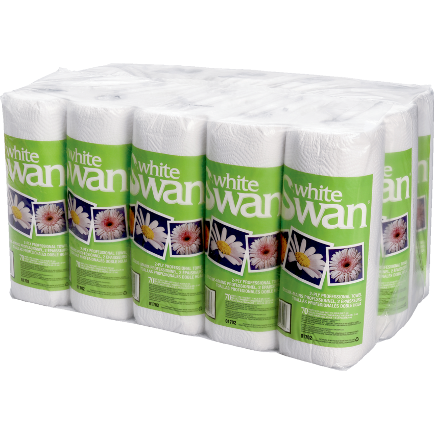 White Swan® Kitchen Towel Poly Pack 2-ply White 15/pkg