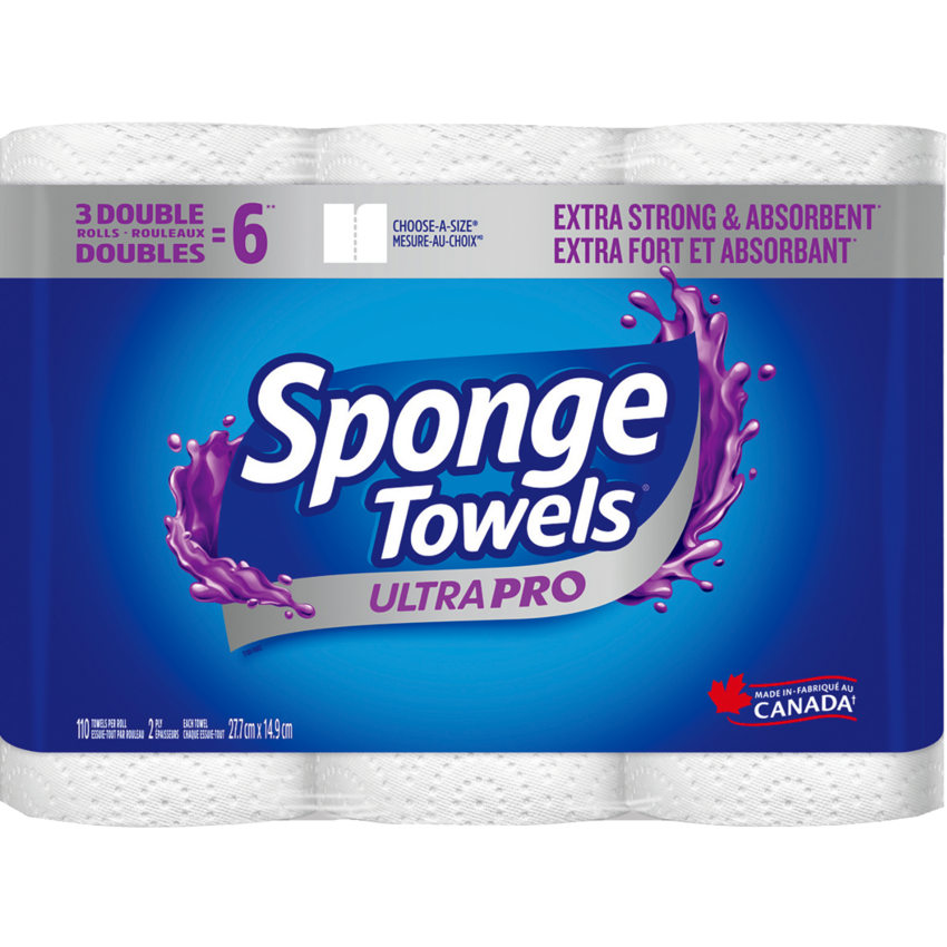 SpongeTowels® UltraPRO Double Choose-A-Size® Paper Towels 2-ply 110 sht/roll 3/pkg