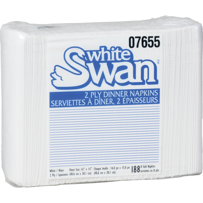 White Swan® Napkins Dinner 2-ply White 188/pkg