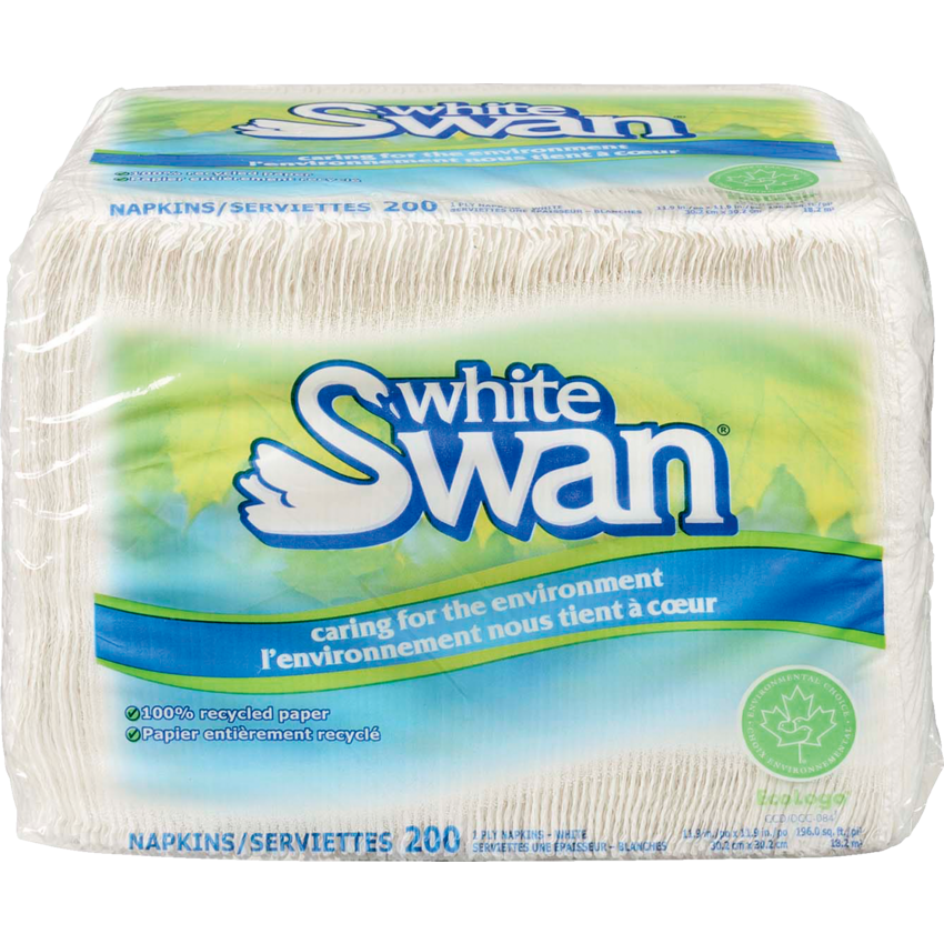 White Swan® Lunch Napkins 1-Ply White 200/pkg