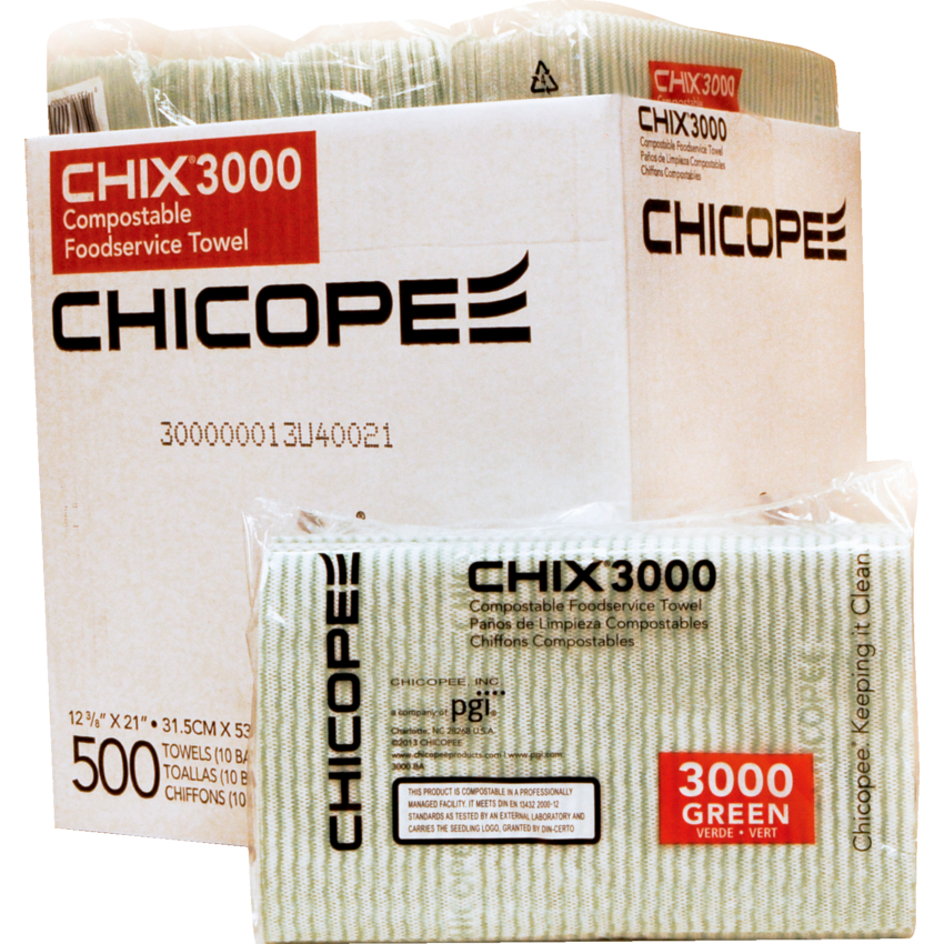 Chix® 3000 Compostable Foodservice Towels Green 50 towels/pkg
