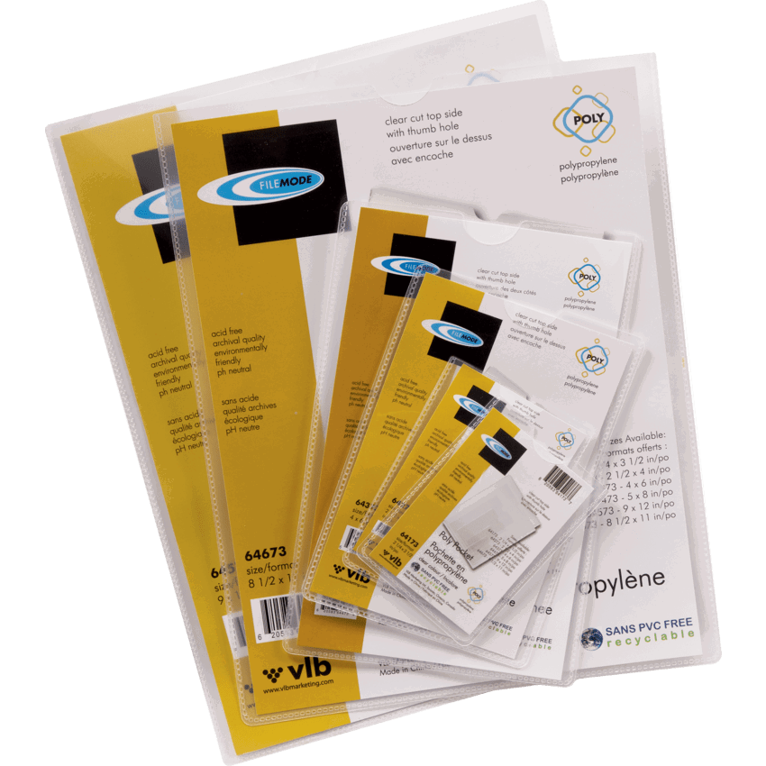 VLB FileMode Poly Pockets Clear 2-1/4" x 3-1/2"