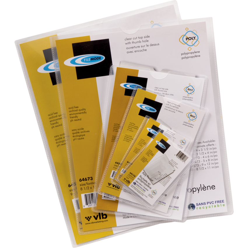 VLB FileMode Poly Pockets Clear 8-1/2" x 11"