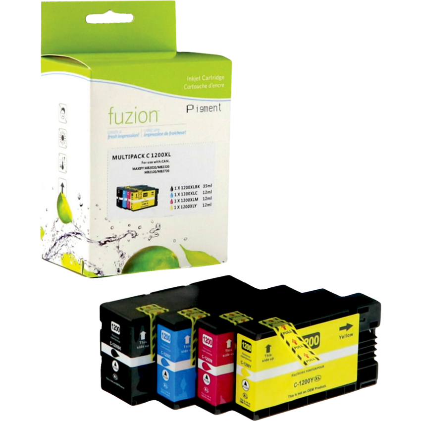 fuzion™ Compatible Inkjet Cartridge (Canon PGI1200XL, 9183B001, 9219B001, 9196B001, 9232B001, 9183B008) Black, Cyan, Magenta, Yellow