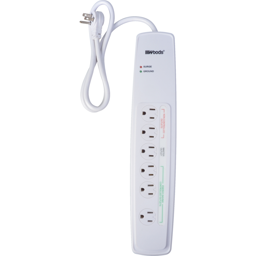 Woods® 6-Outlet Energy Saving Surge Protector White