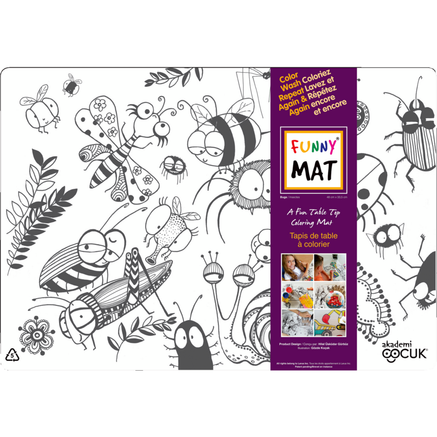 Funny® Mat Table Top Colouring Mat Bugs