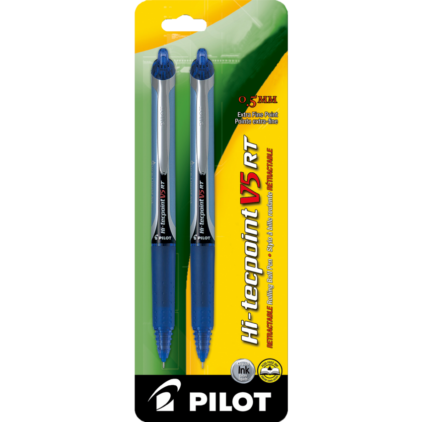 Pilot® Hi-Tecpoint Retractable Roller Pens 0.5mm Blue 2/pkg