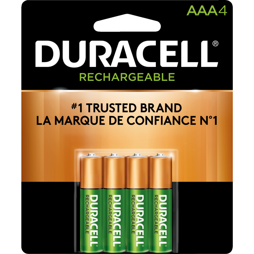 Duracell® CopperTop® Rechargeable Stay-Charged Batteries "AAA" 4/pkg