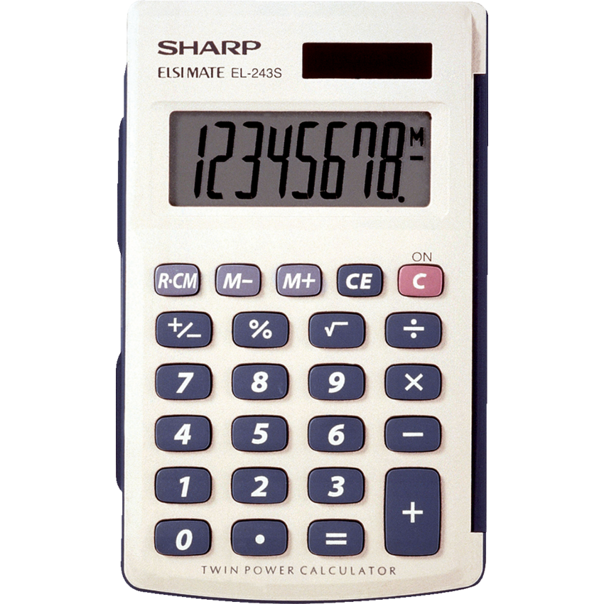 Sharp 8-Digit Handheld Calculator with Hard Case