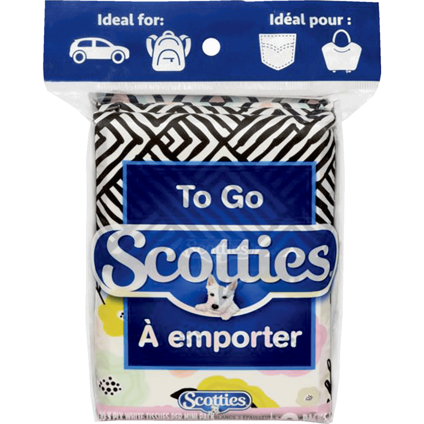 Scotties® To Go Facial Tissue Three-ply 10 sheets per pack 8 pkgs/pkg