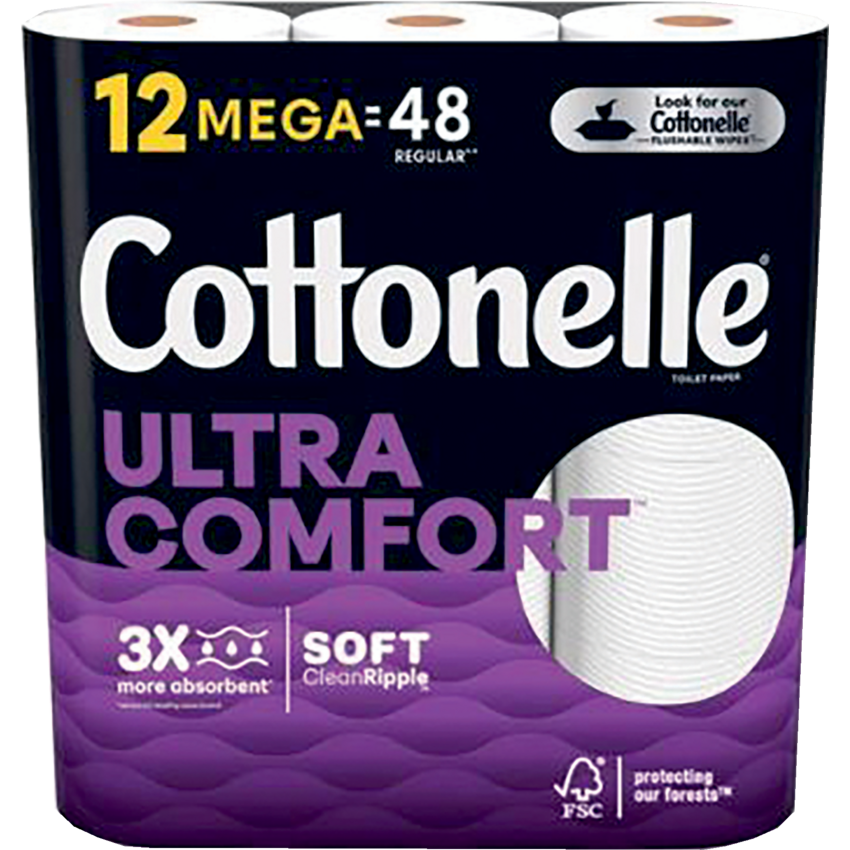 Cottonelle® Ultra Comfort™ Bathroom Tissue 2-ply. Mega Roll White 4 packages/case