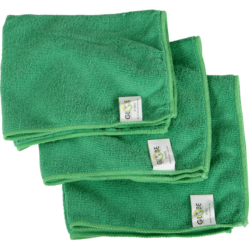 Globe™ Microfibre Cloth 16" x 16" Green 10/pkg