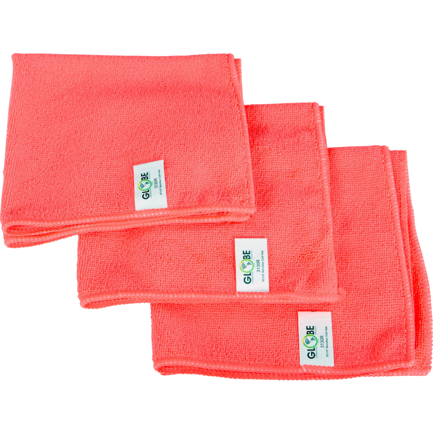 Globe™ Microfibre Cloth 16" x 16" Red 10/pkg