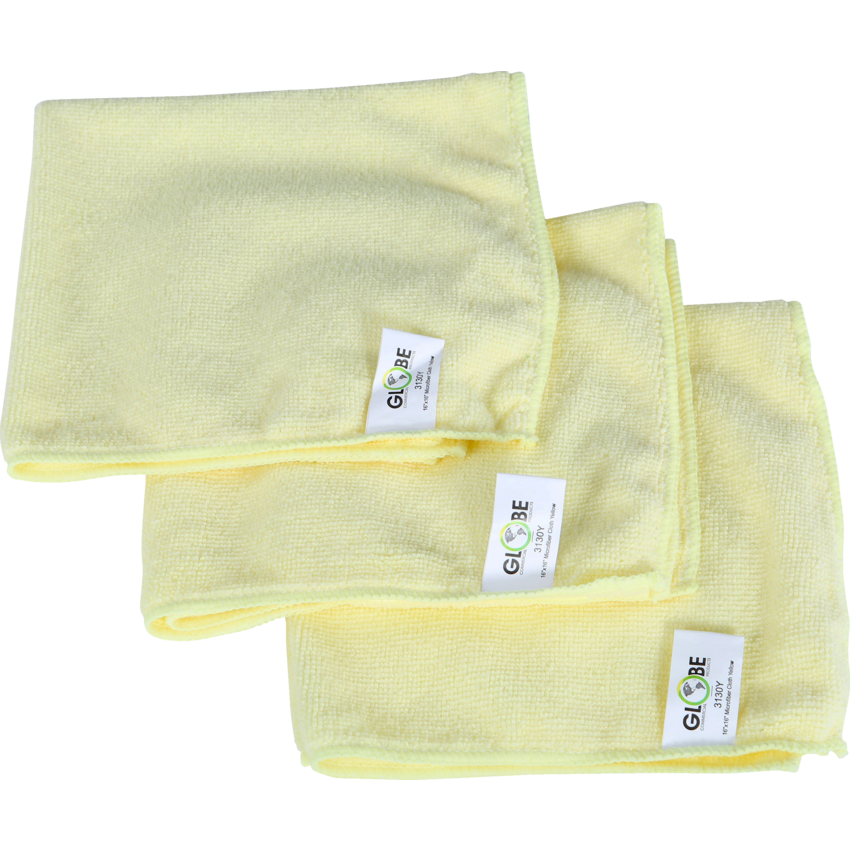 Globe™ Microfibre Cloth 16" x 16" Yellow 10/pkg