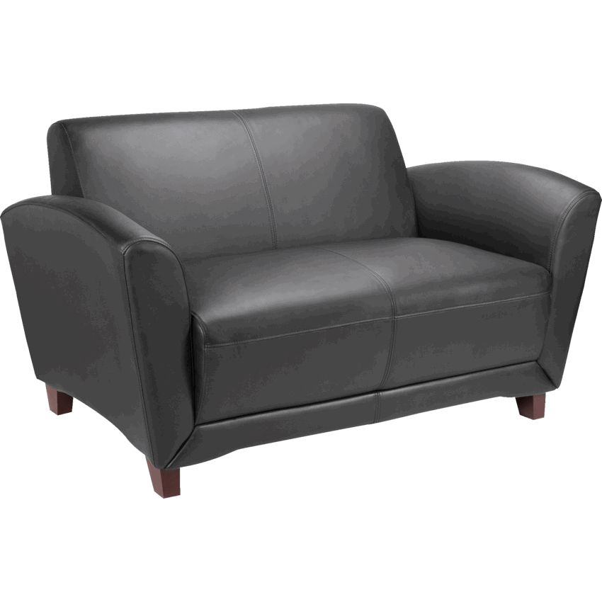 Lorell® Reception Seating Collection Love Seat Bonded Leather Black